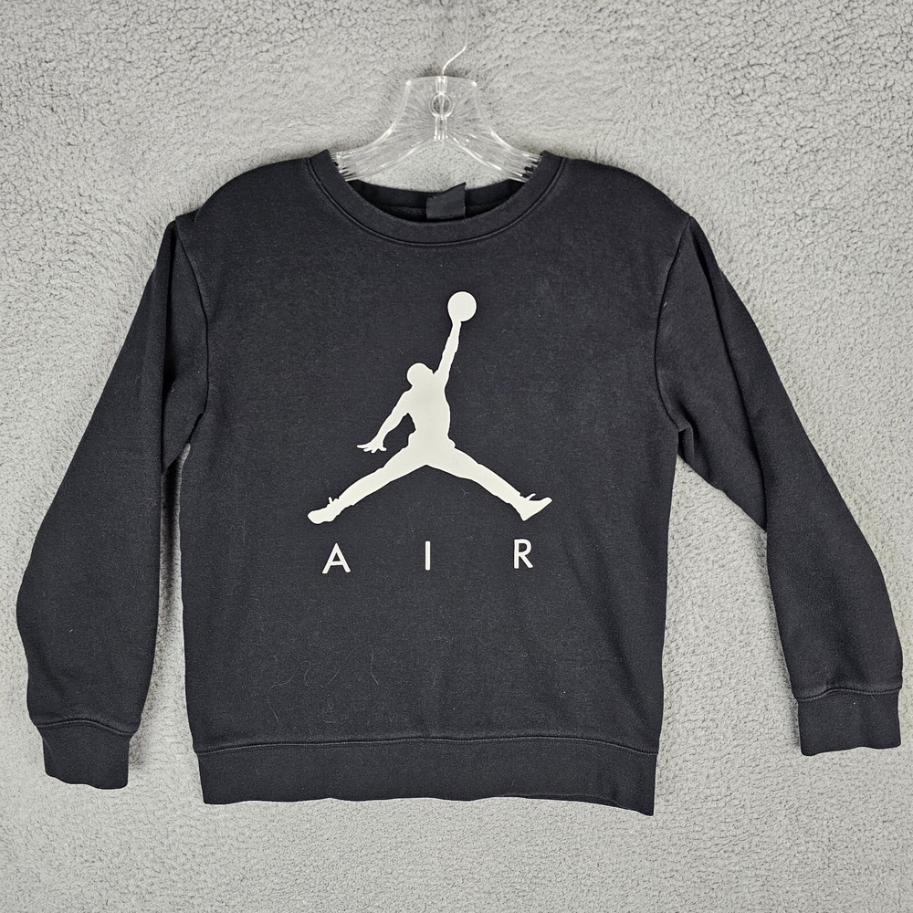 Jordan Sweatshirt Boys Large Black Jumpman Logo Air Crewneck Pullover 956684-001